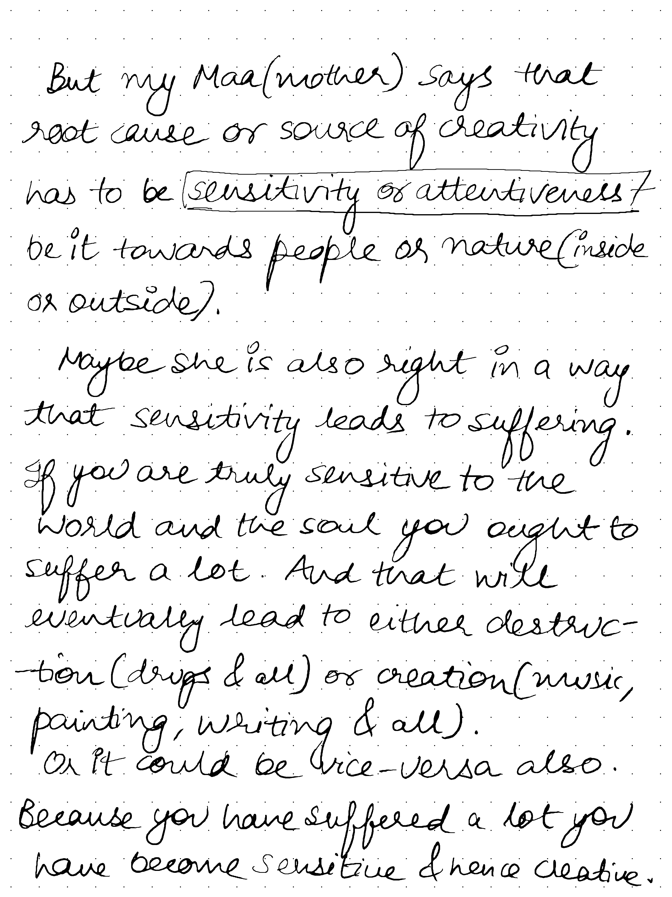 A handwritten note