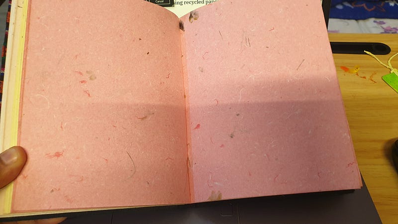 Hand-made diary of recycled paper