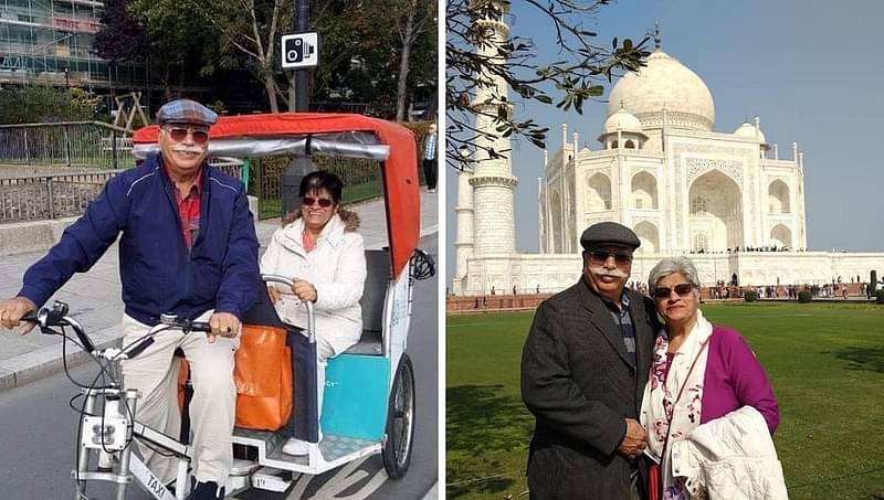 Senior couple travelling