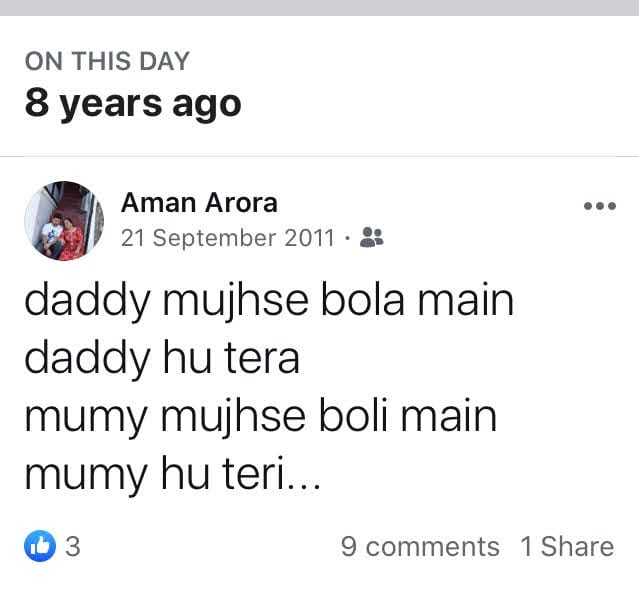 A screenshot of a Facebook status