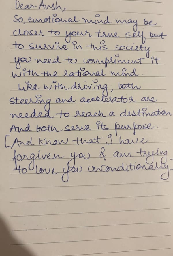 Letters to Self (Emotional and Rational Mind)