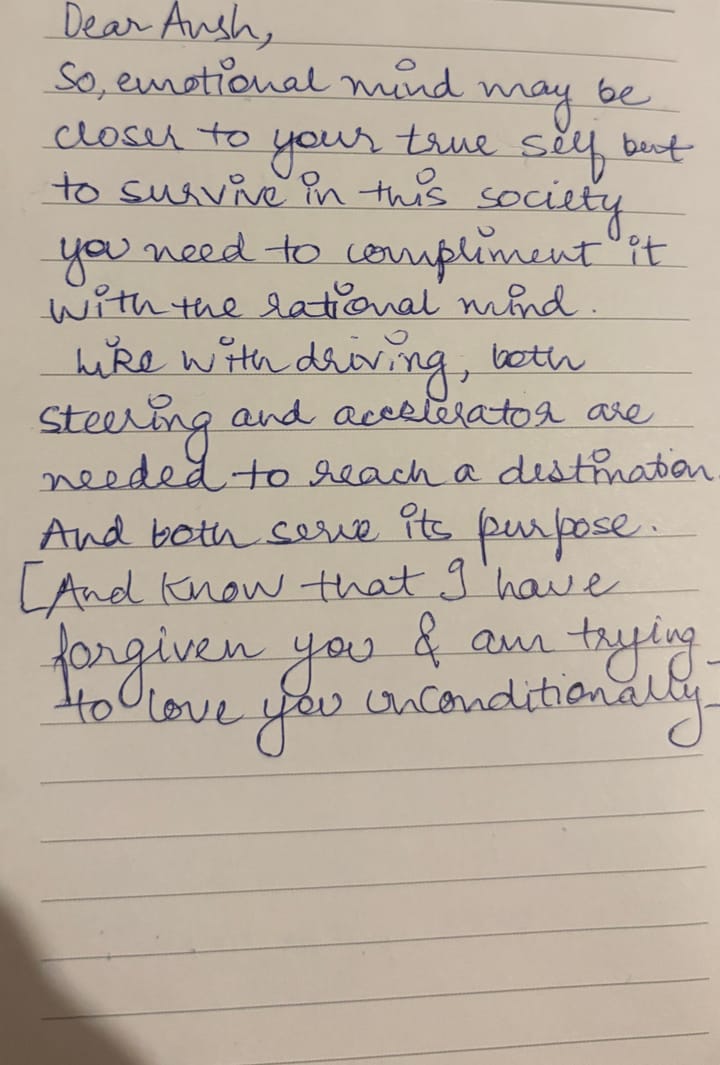 Letters to Self (Emotional and Rational Mind)
