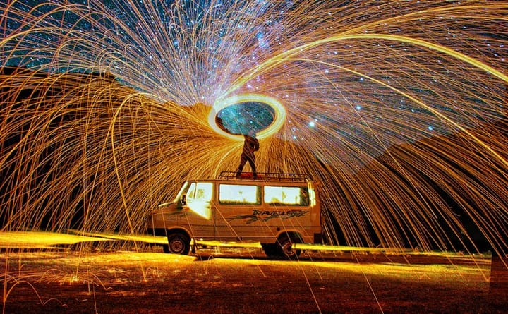 Long exposure photography with Milky Way in the background